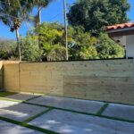 Wooden fence in a yard
